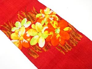 手織り真綿紬 花模様織り出し名古屋帯